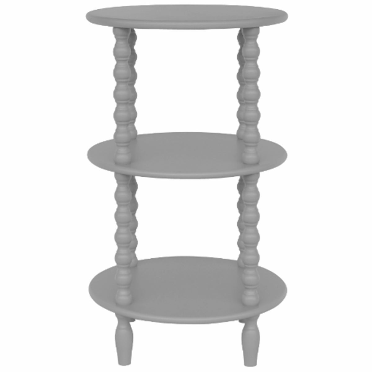 Wooden Side Table 45cm Wide Round With 2 Shelves - Camden