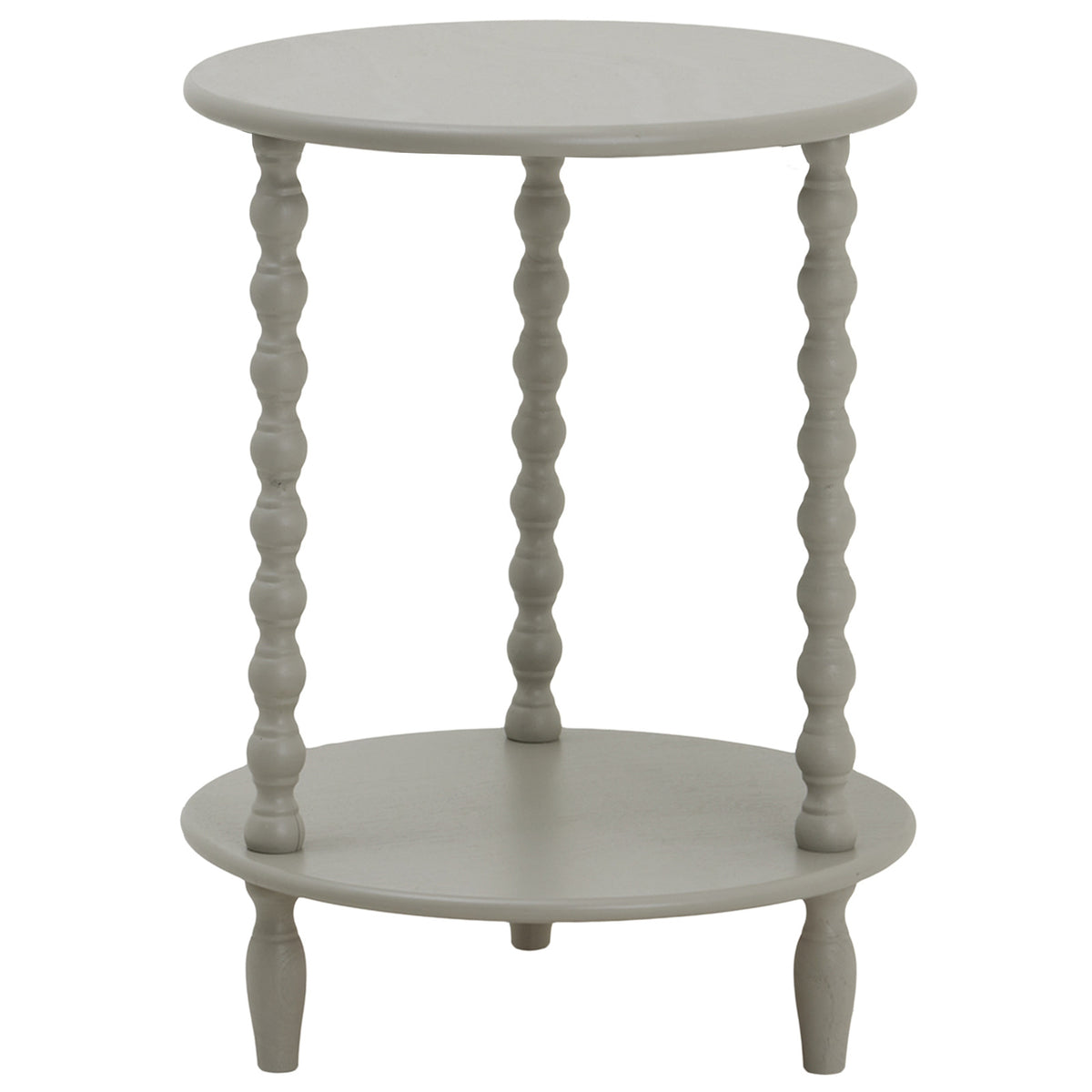 Wooden Side Table 45cm Wide Round With Shelf - Camden
