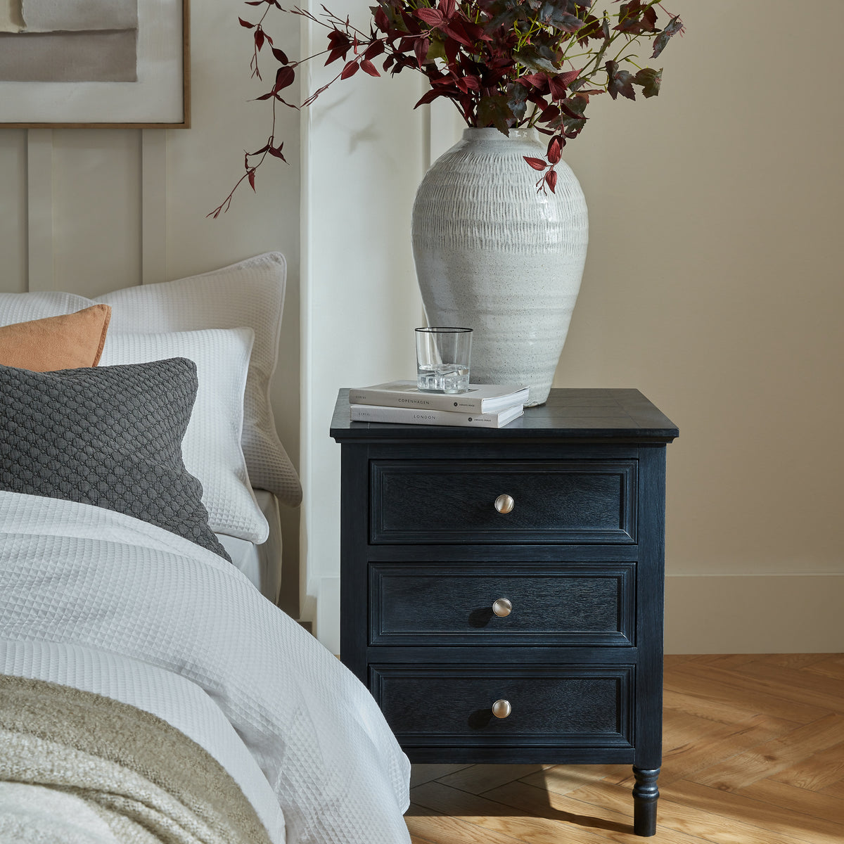 Wooden Side Table 48cm Wide With 3 Drawers - Contour