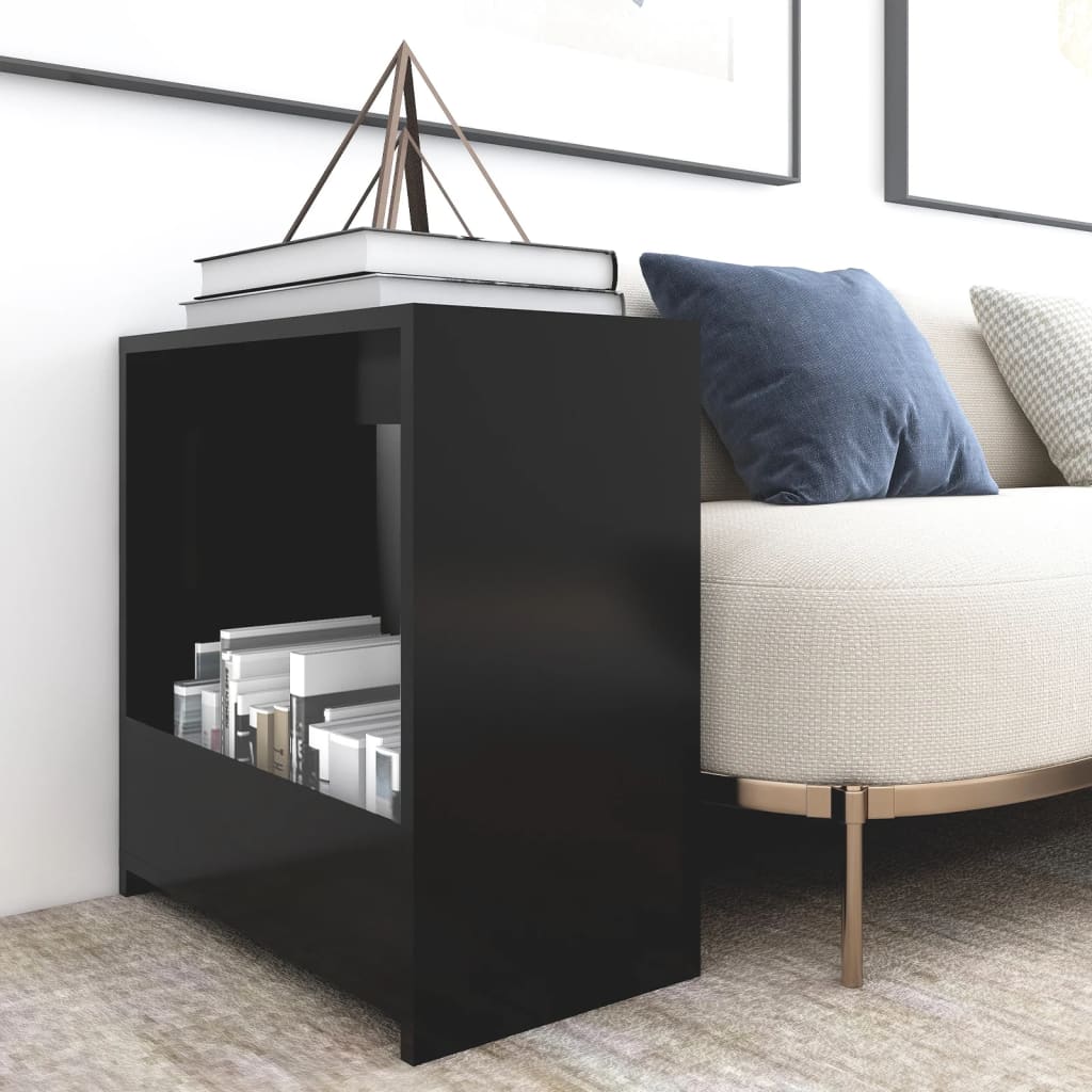 Wooden Side Table 50cm Wide With Bookshelf - Vantage Home