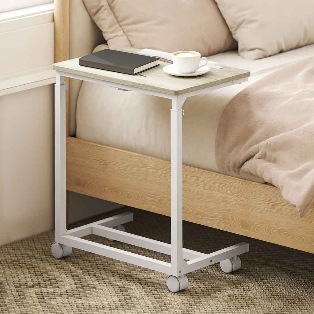 Wooden Side Table 55cm Wide With Metal Frame - Velmora