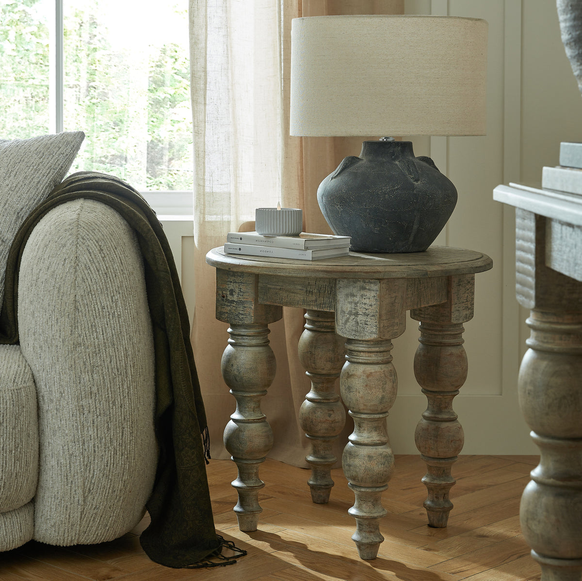 Wooden Side Table 60cm Wide Round - Rutland