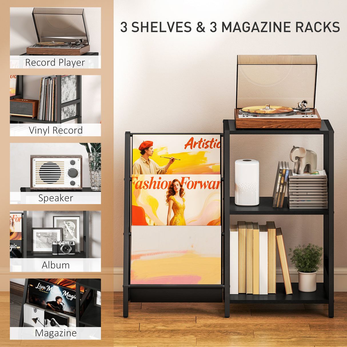 Wooden Side Table 84cm Wide With 1 Drawer And Magazine Rack - Velmora