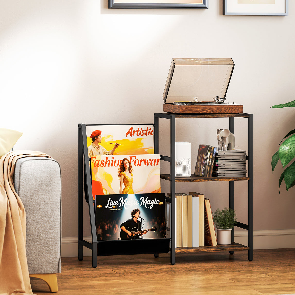 Wooden Side Table 84cm Wide With 1 Drawer And Magazine Rack - Velmora