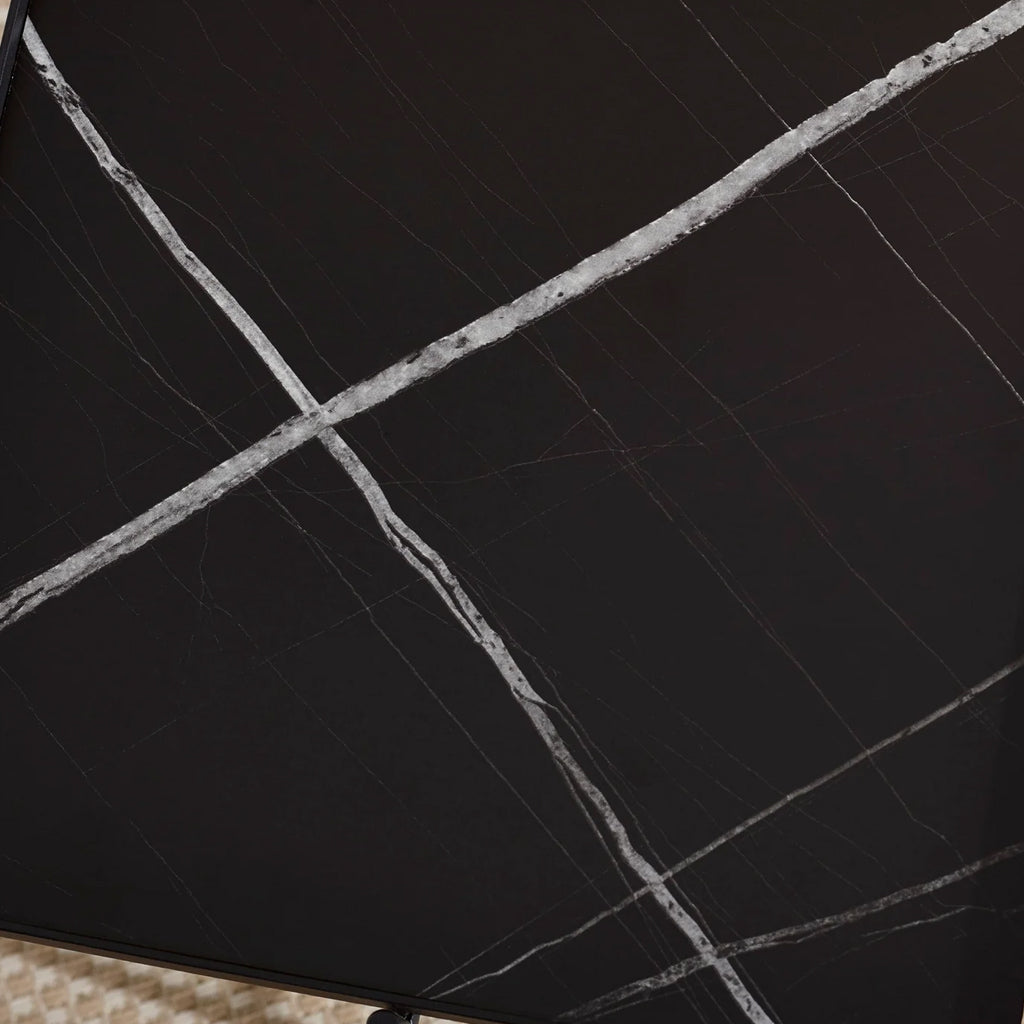 Wooden Side Table Square With Black Metal Legs - Celia