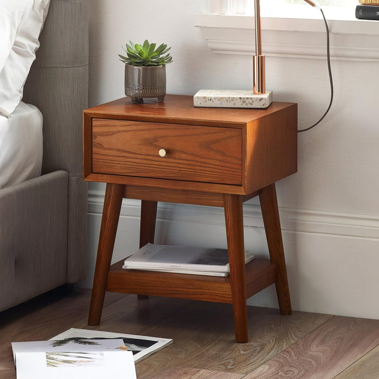 Wooden Side Table With 1 Drawer - Lowry