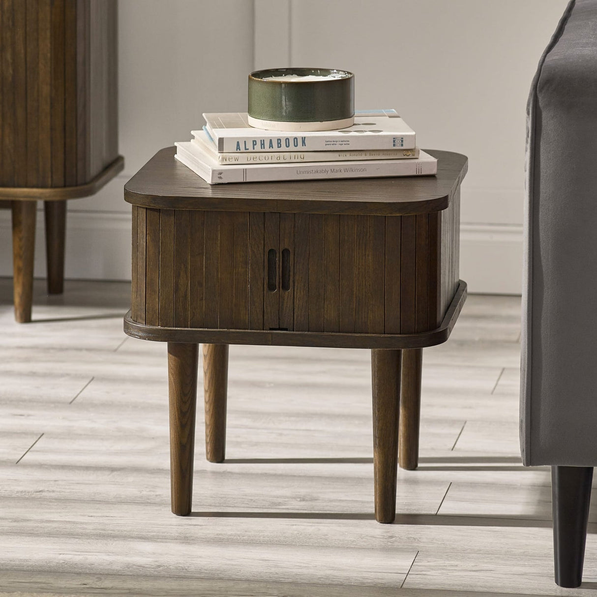 Wooden Side Table With 2 Sliding Doors - Arya