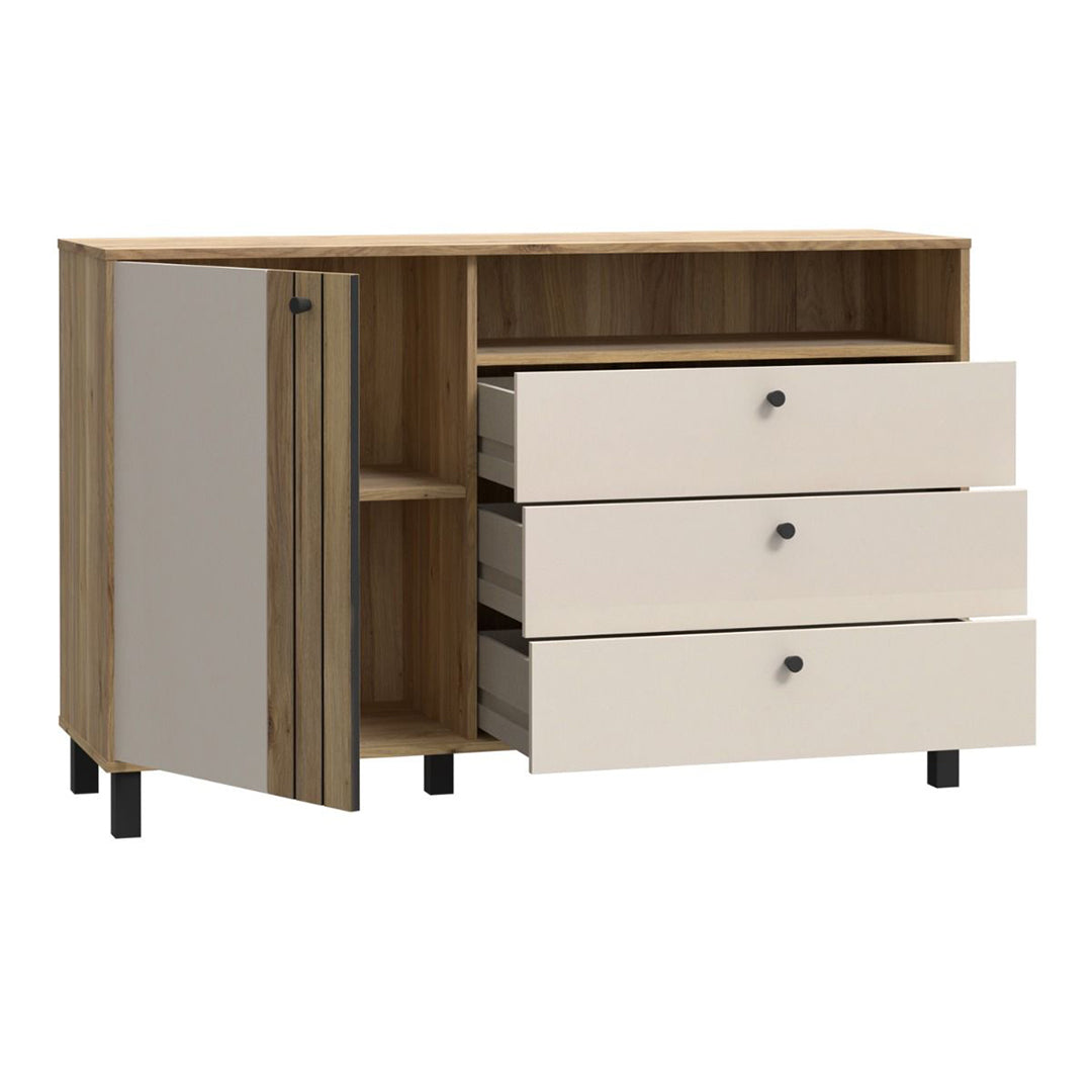Wooden Sideboard With 1 Door And 3 Drawers - Grafton
