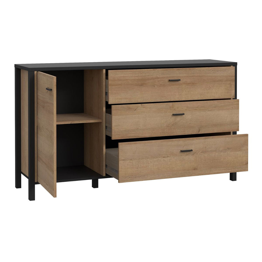 Wooden Sideboard With 1 Door And 3 Drawers - High Rock