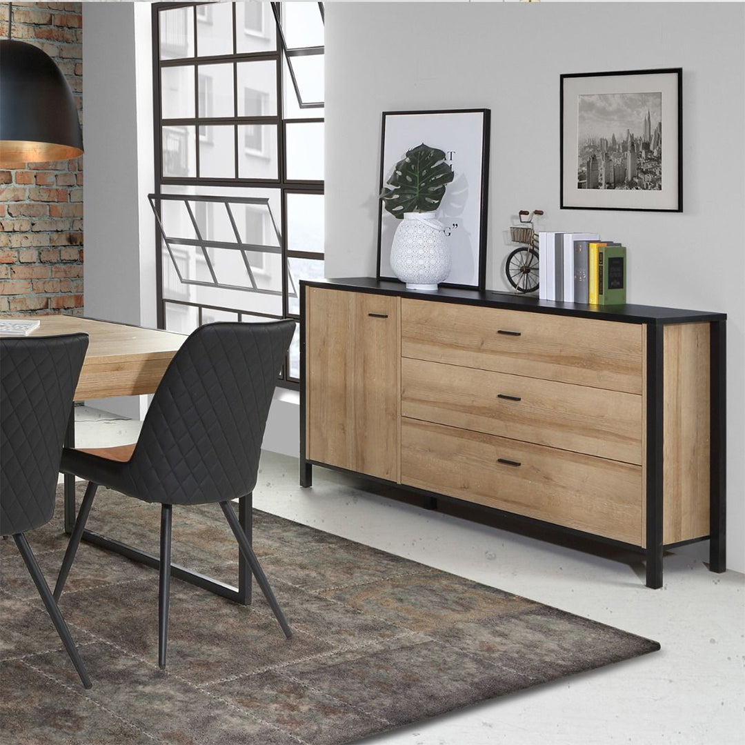 Wooden Sideboard With 1 Door And 3 Drawers - High Rock