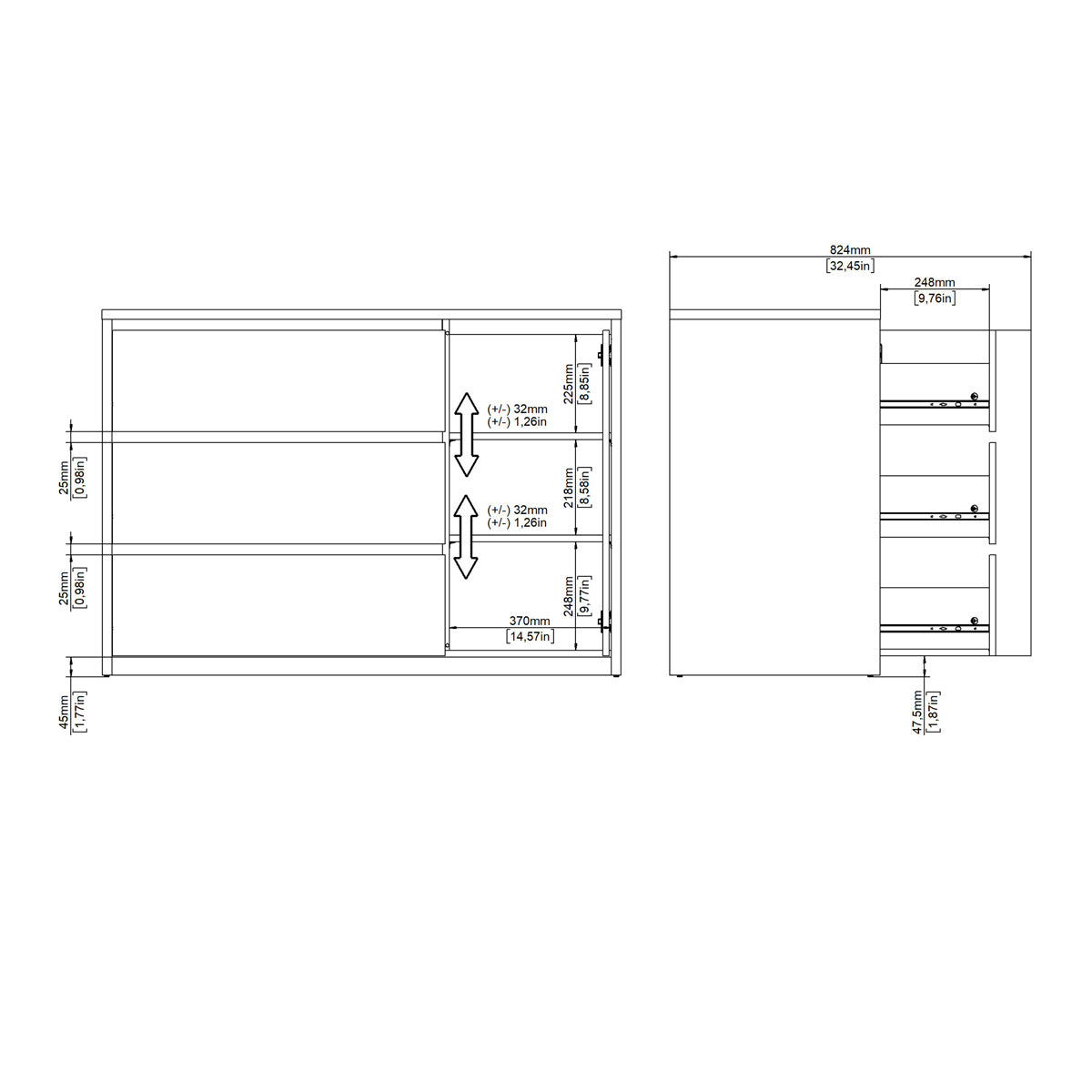 Wooden Sideboard With 1 Door And 3 Drawers - Next