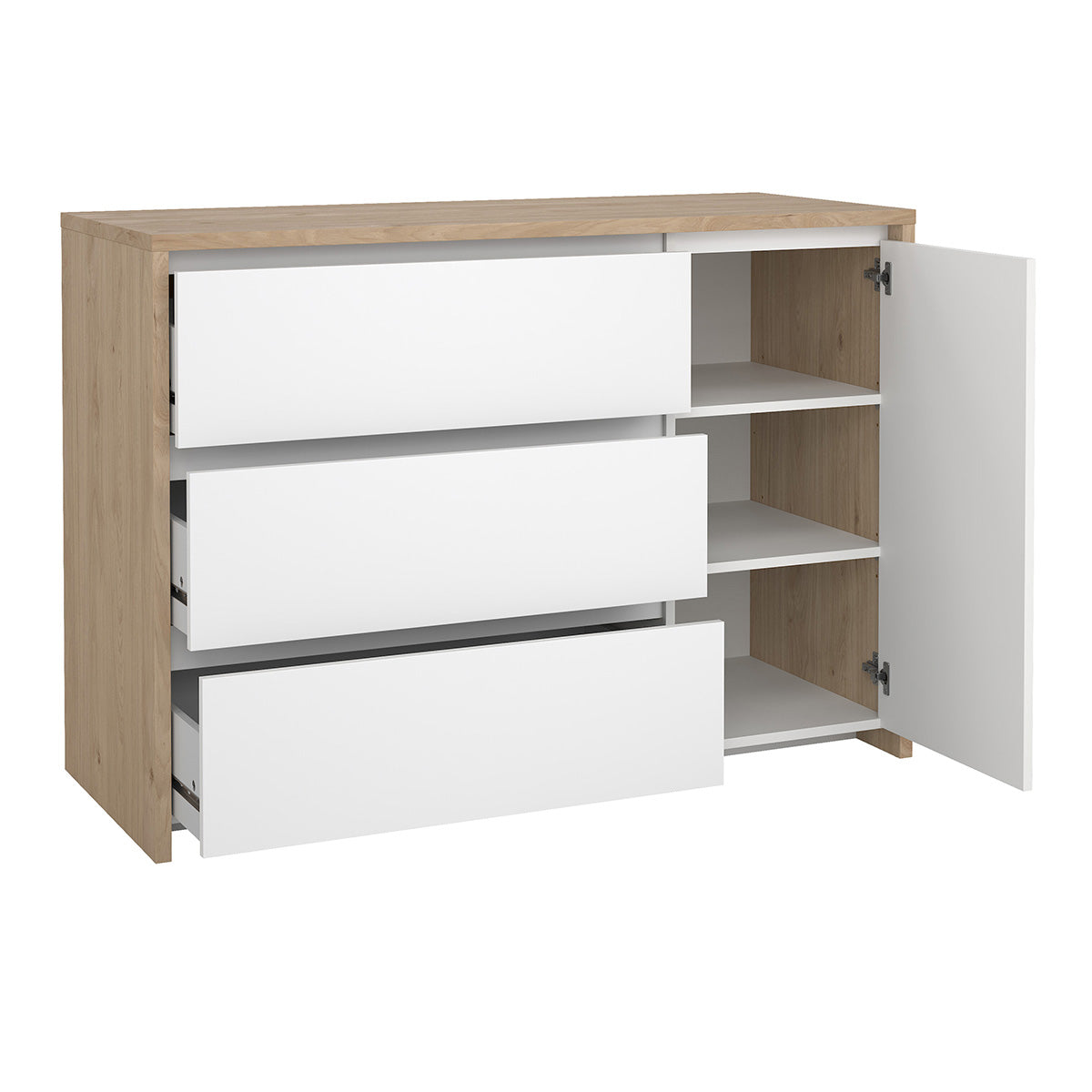 Wooden Sideboard With 1 Door And 3 Drawers - Next