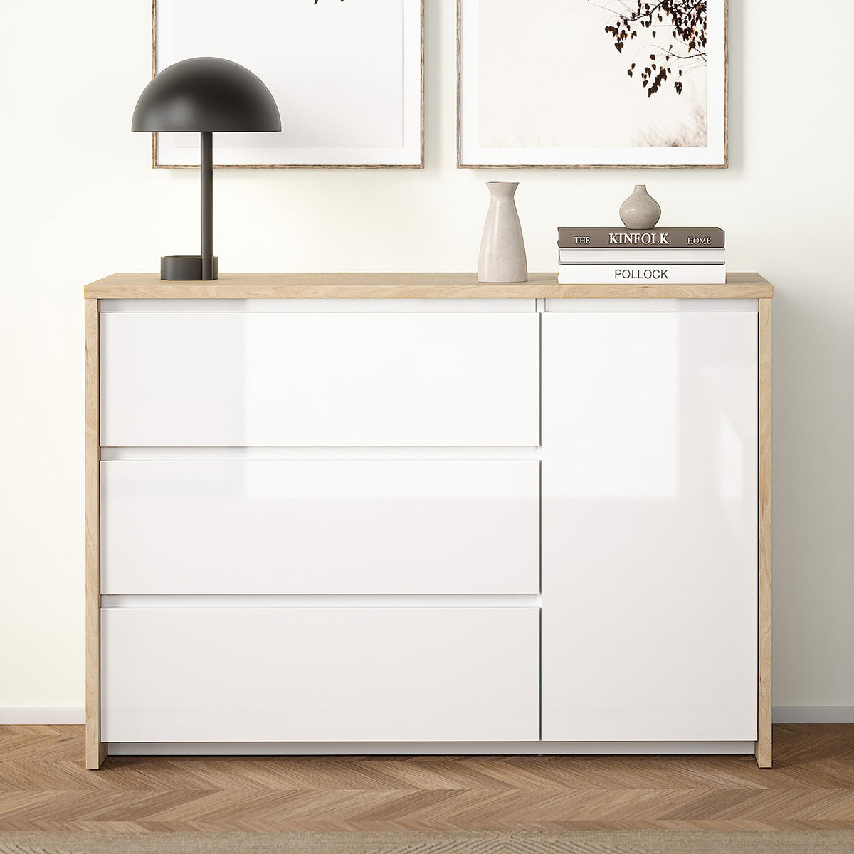 Wooden Sideboard With 1 Door And 3 Drawers - Next
