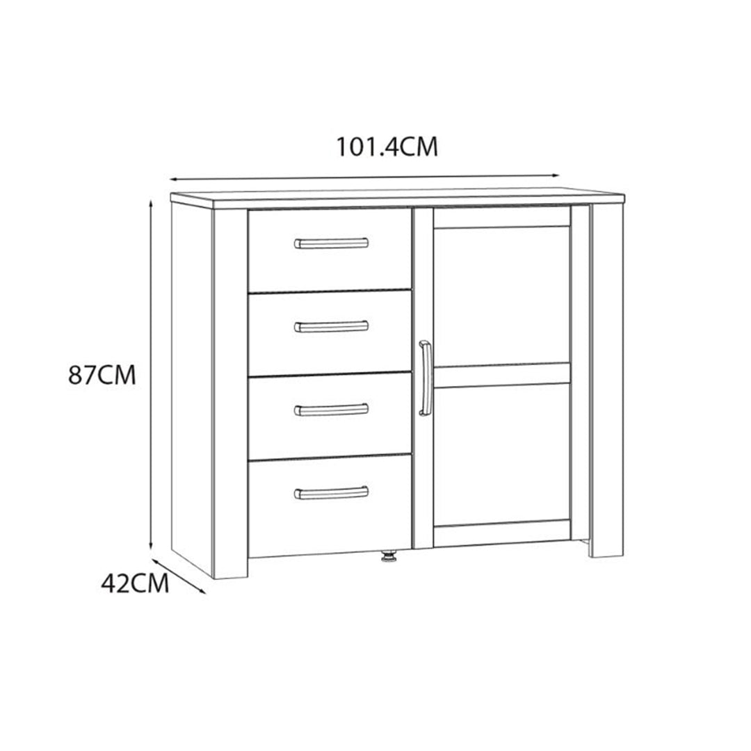 Wooden Sideboard With 1 Door And 4 Drawers - Bohol