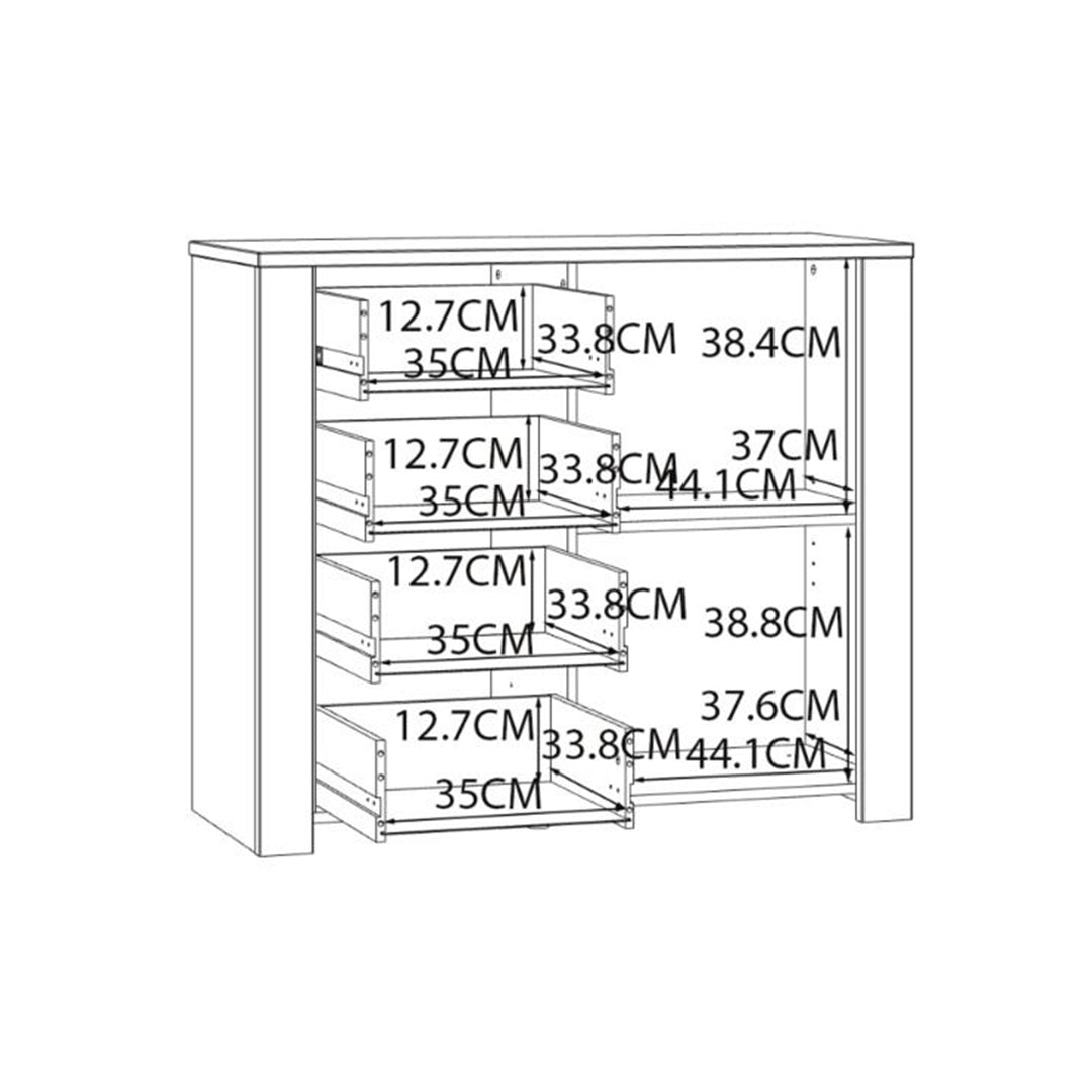 Wooden Sideboard With 1 Door And 4 Drawers - Bohol