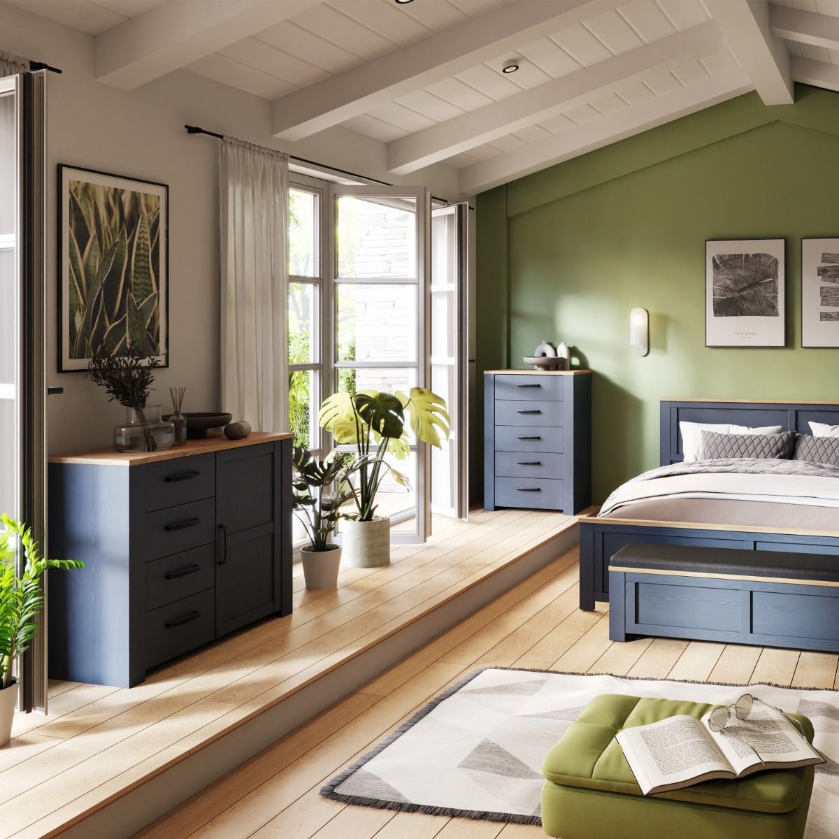 Wooden Sideboard With 1 Door And 4 Drawers - Bohol