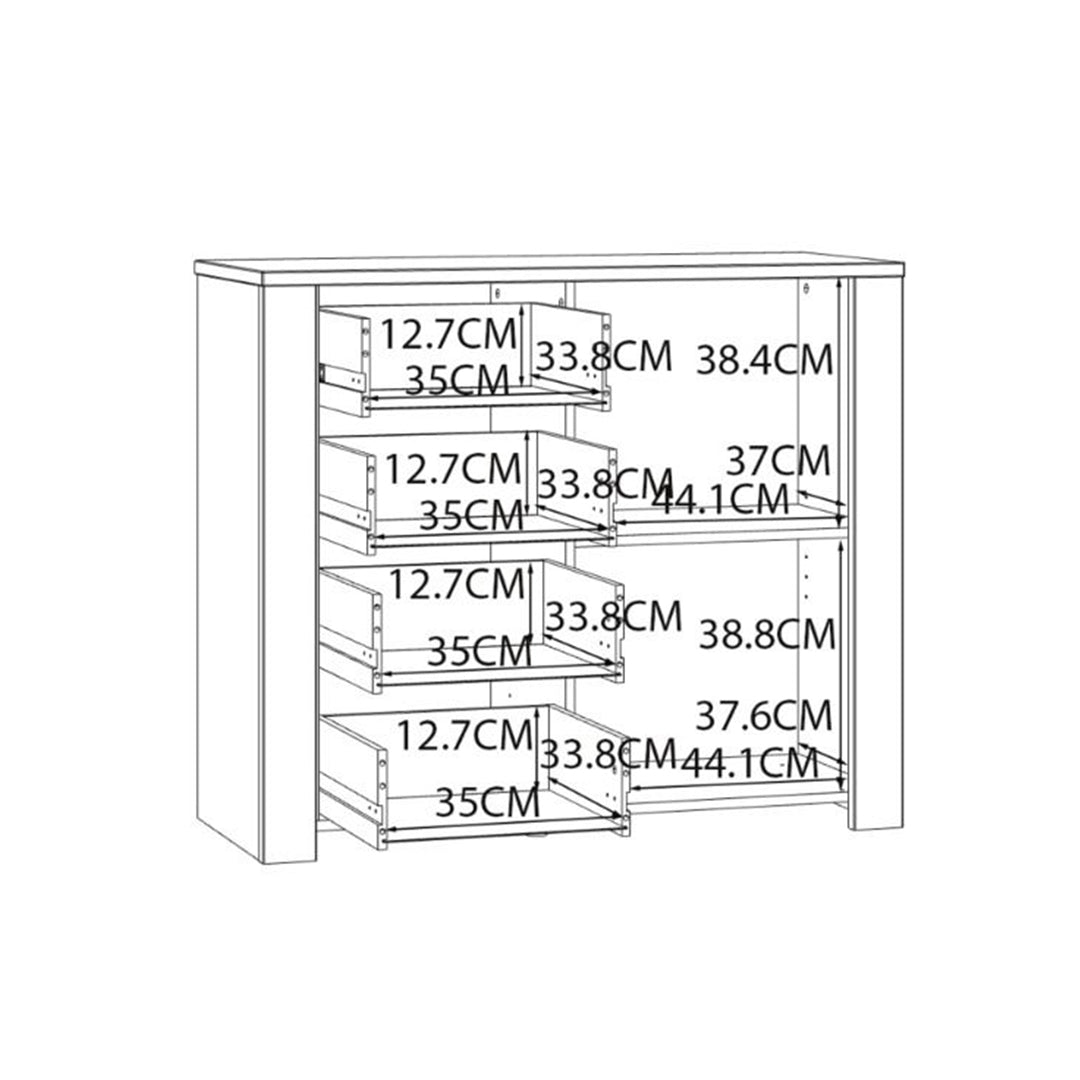 Wooden Sideboard With 1 Door And 4 Drawers - Bohol