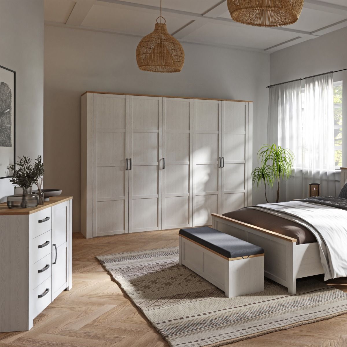 Wooden Sideboard With 1 Door And 4 Drawers - Bohol