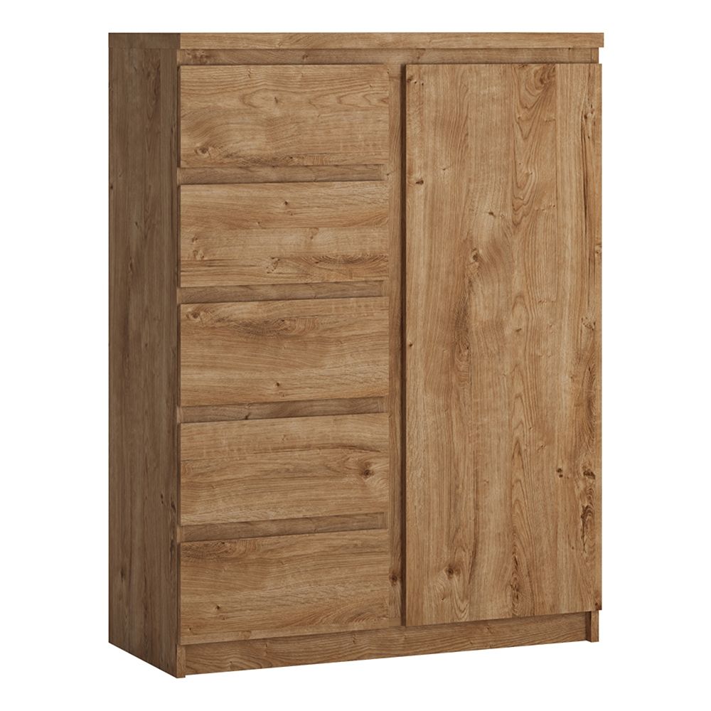 Wooden Sideboard With 1 Door And 5 Drawers - Fribo
