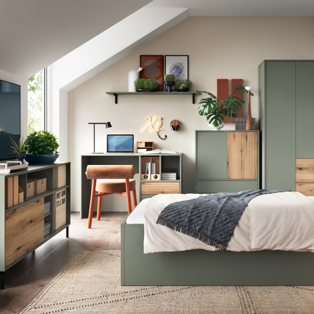 Wooden Sideboard With 1 Handless Sliding Door - Darwin