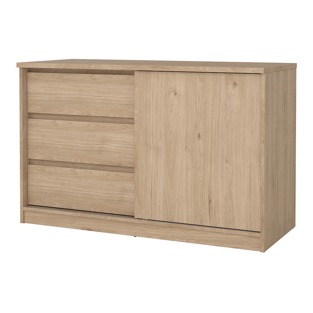 Wooden Sideboard With 1 Sliding Door And 3 Drawers - Naia
