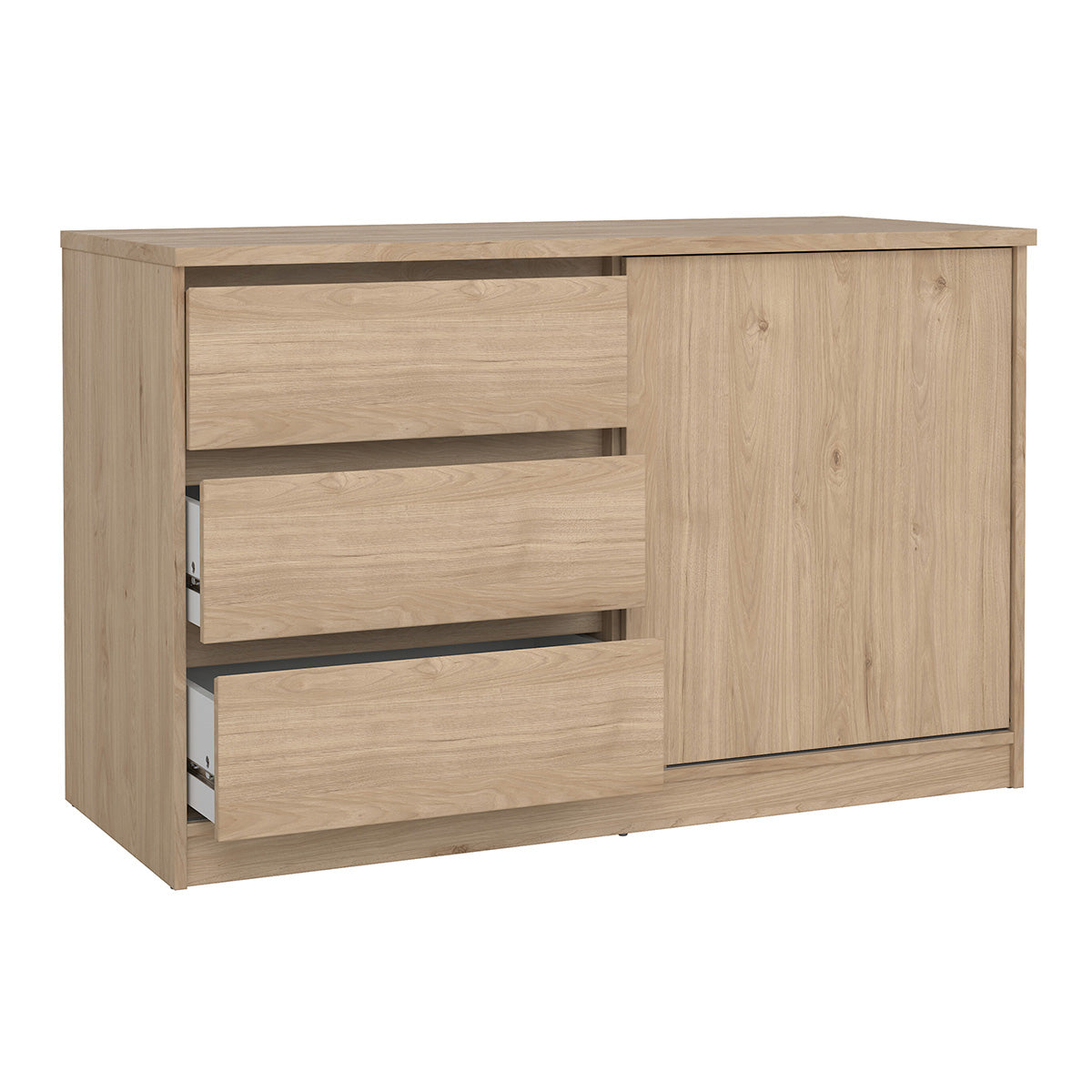 Wooden Sideboard With 1 Sliding Door And 3 Drawers - Naia