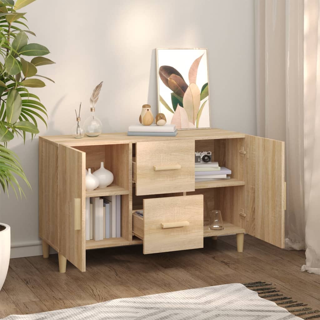 Wooden Sideboard 100cm Wide With 2 Doors 2 Drawers - Vantage Home