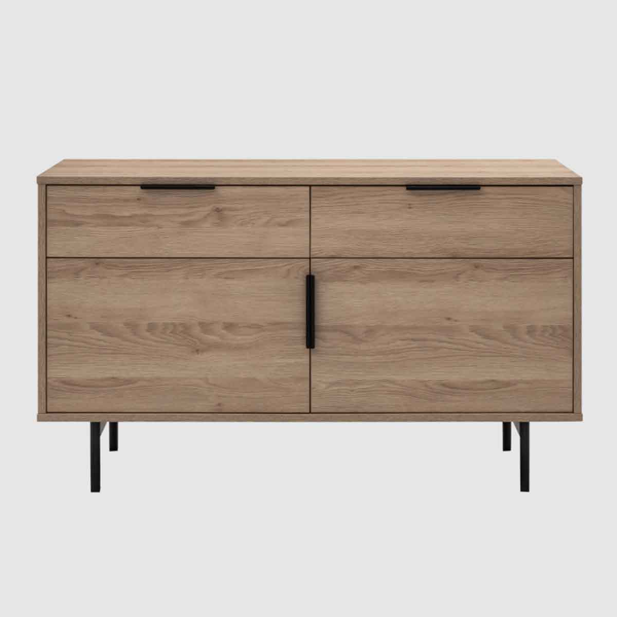 Wooden Sideboard 110cm Wide With 2 Doors And 2 Drawers - Hura
