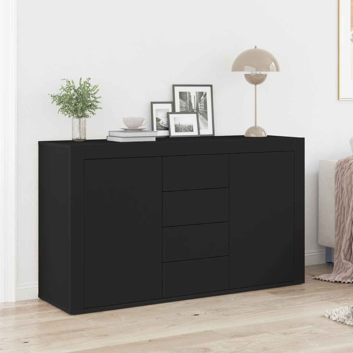 Wooden Sideboard 120cm Wide With 2 Doors 4 Drawers - Vantage Home