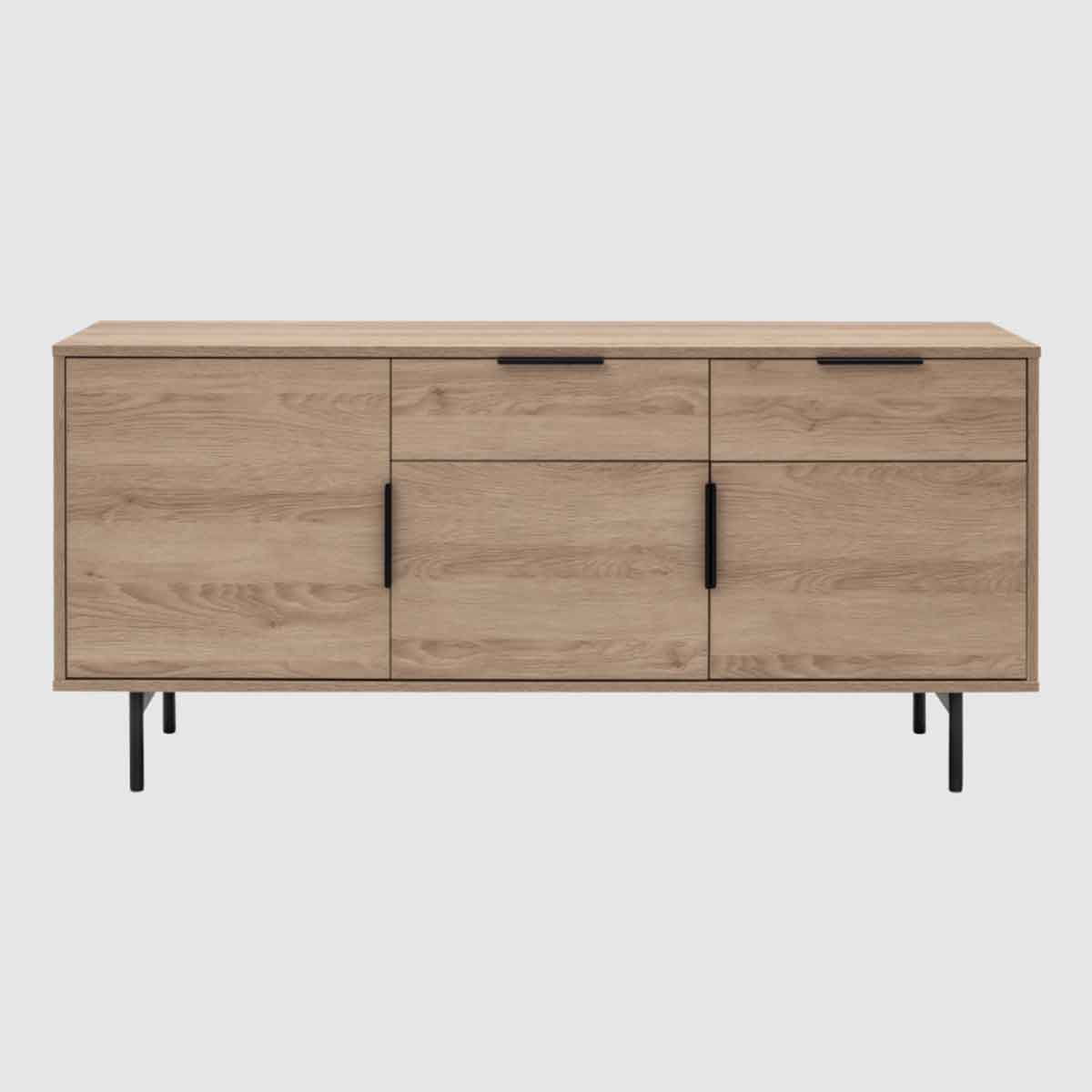 Wooden Sideboard 140cm Wide With 3 Doors And 2 Drawers - Hura