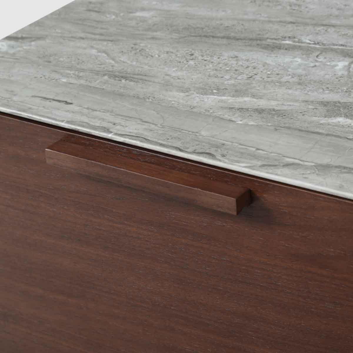 Wooden Sideboard 150cm Wide With Marble Effect Glass Top And 3 Doors - Willow