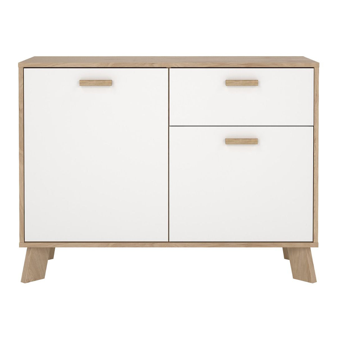 Wooden Sideboard With 2 Doors And 1 Drawer In White Fronts - Ikast