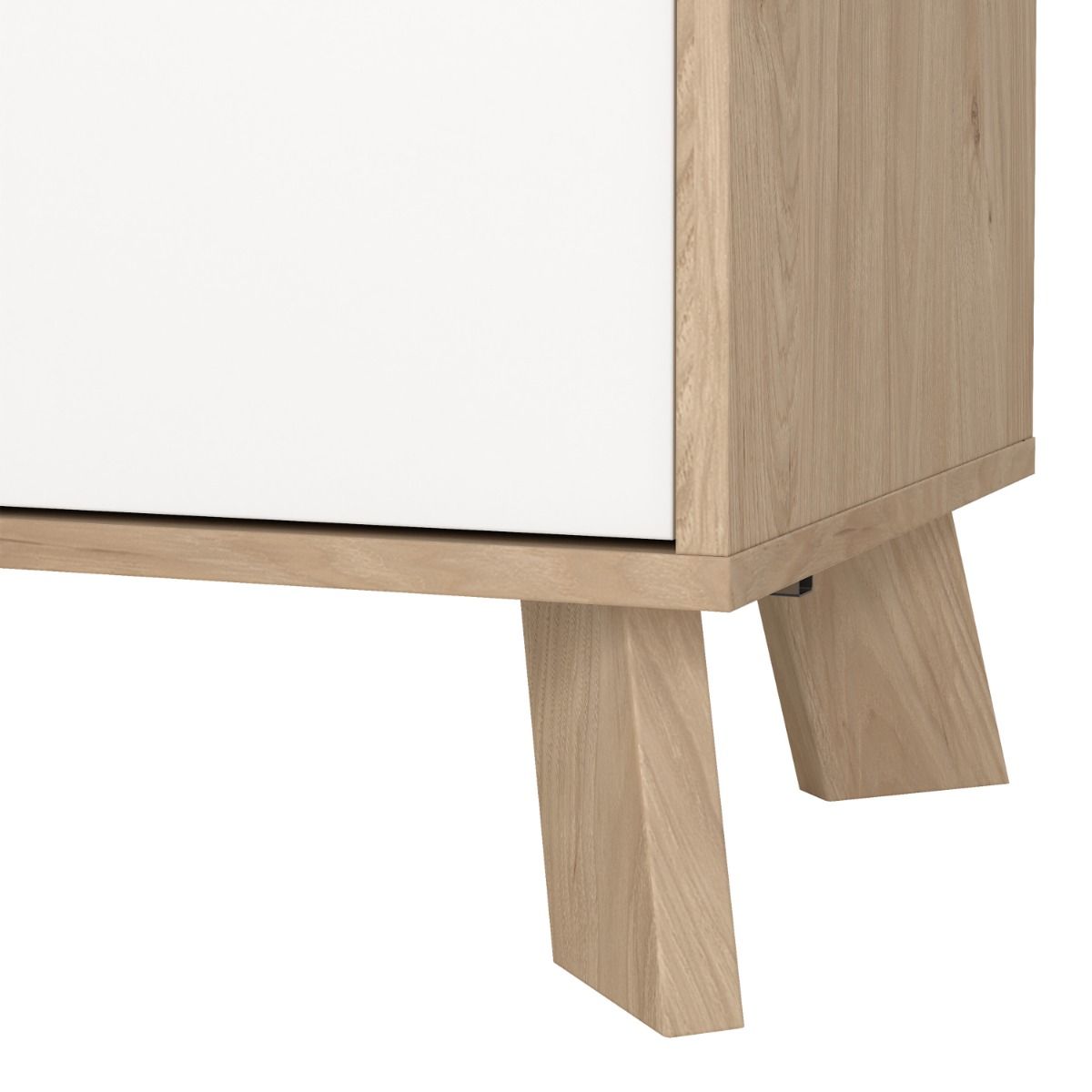 Wooden Sideboard With 2 Doors And 1 Drawer In White Fronts - Ikast