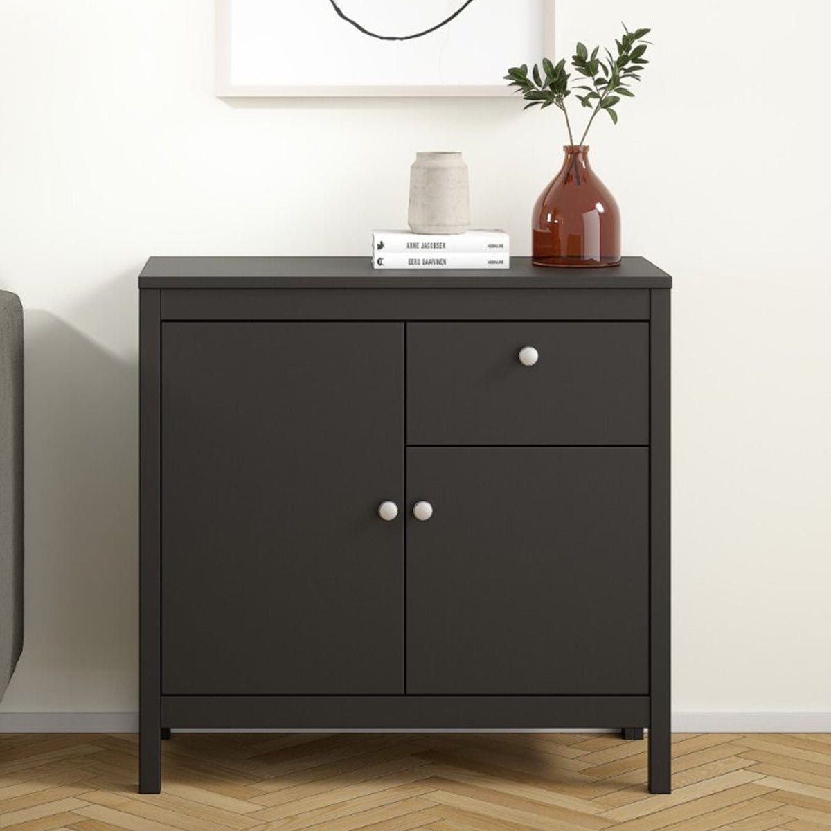 Wooden Sideboard With 2 Doors And 1 Drawer - Madrid