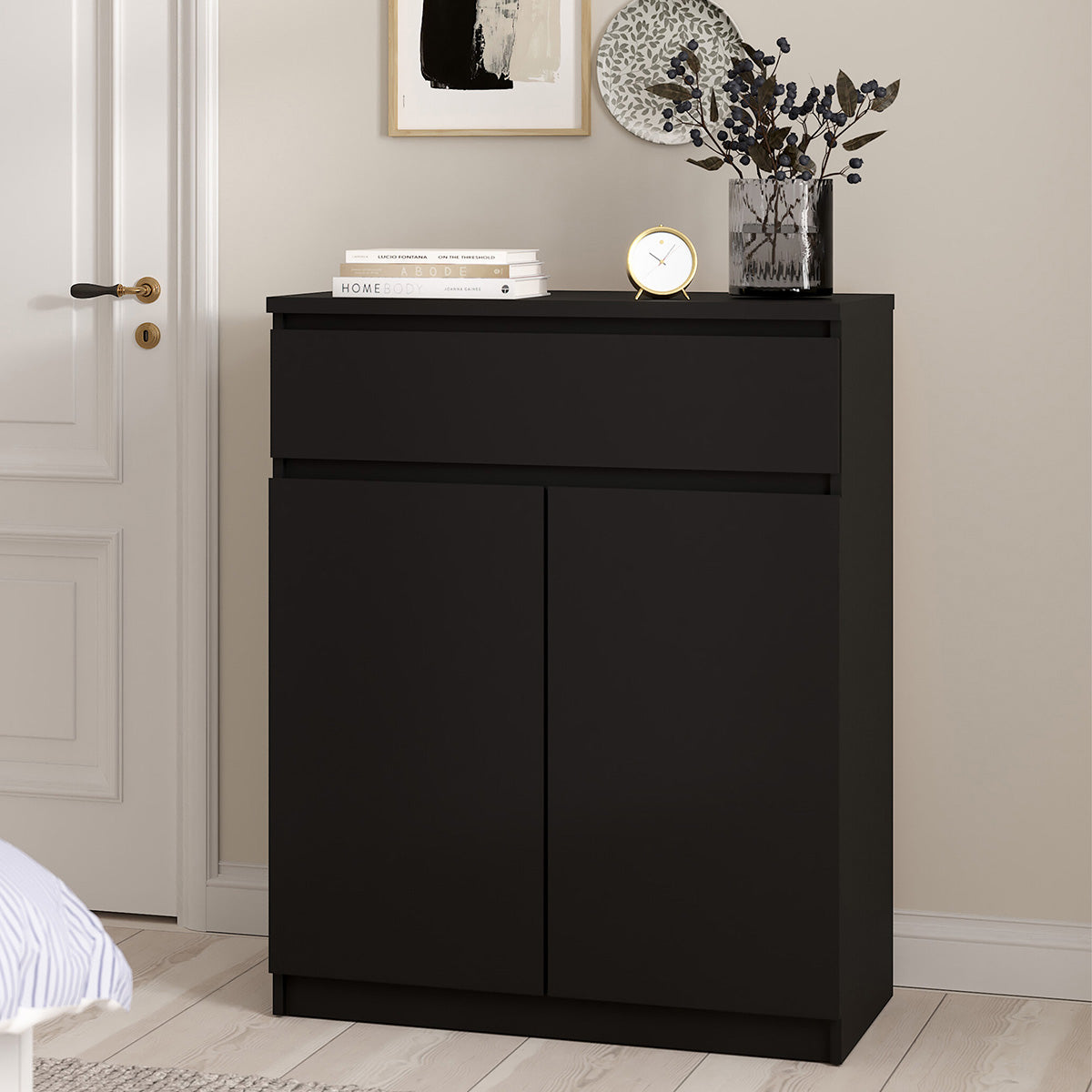 Wooden Sideboard With 2 Doors And 1 Drawer - Naia