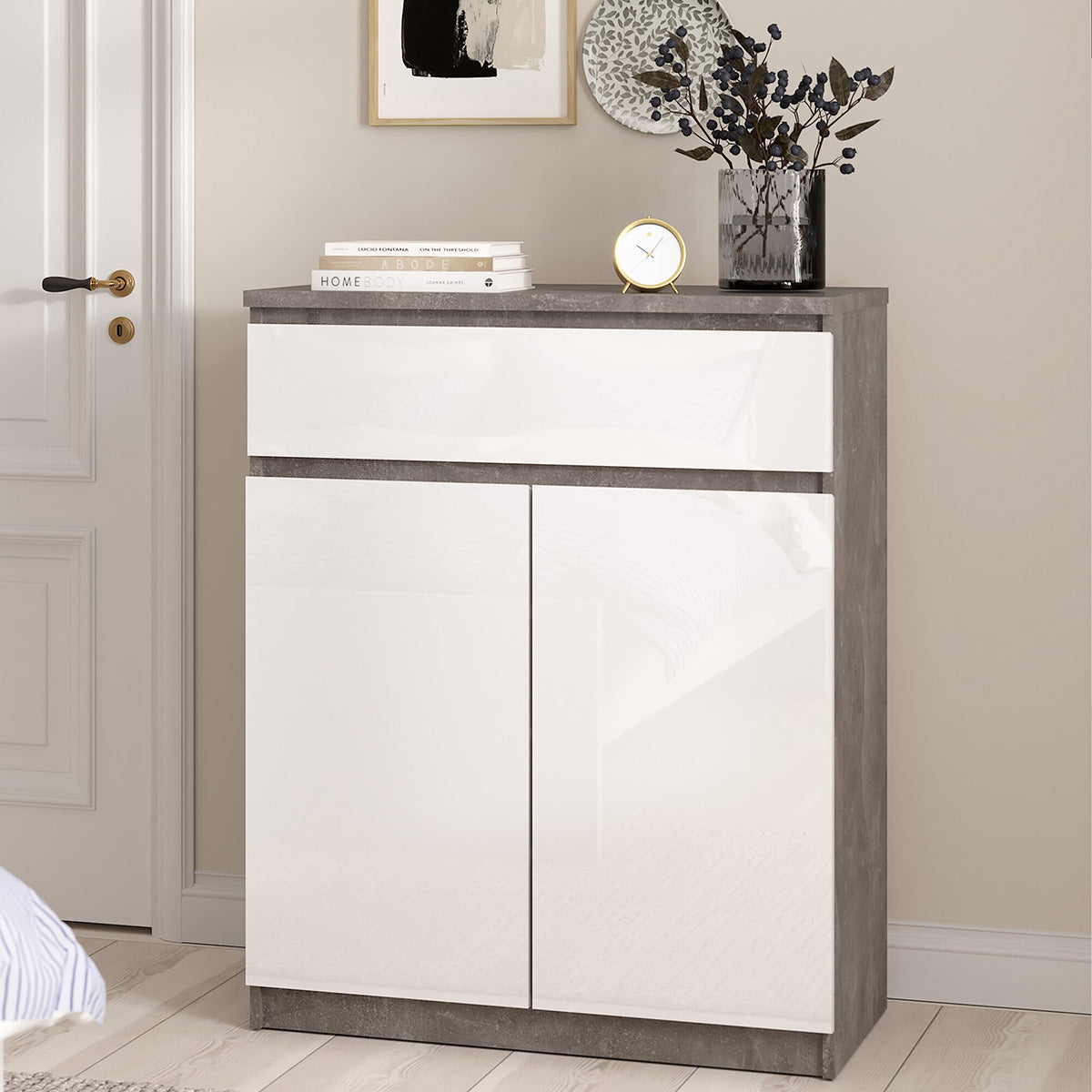 Wooden Sideboard With 2 Doors And 1 Drawer - Naia