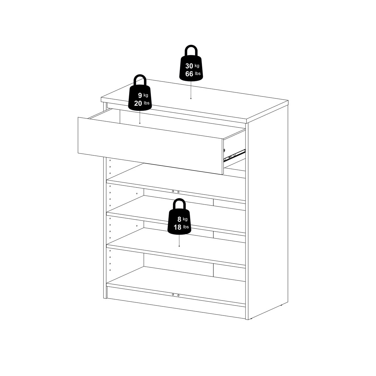 Wooden Sideboard With 2 Doors And 1 Drawer - Naia