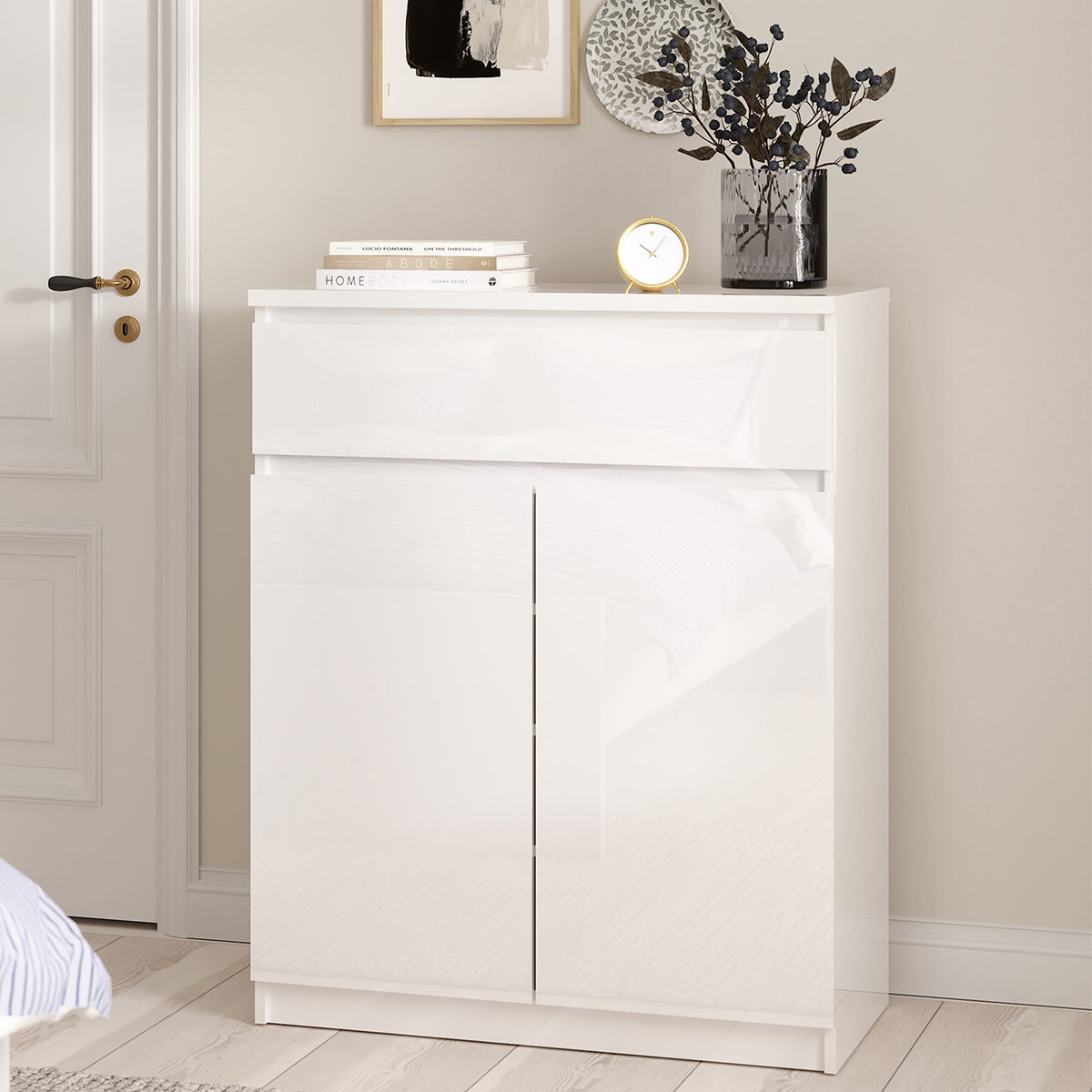 Wooden Sideboard With 2 Doors And 1 Drawer - Naia