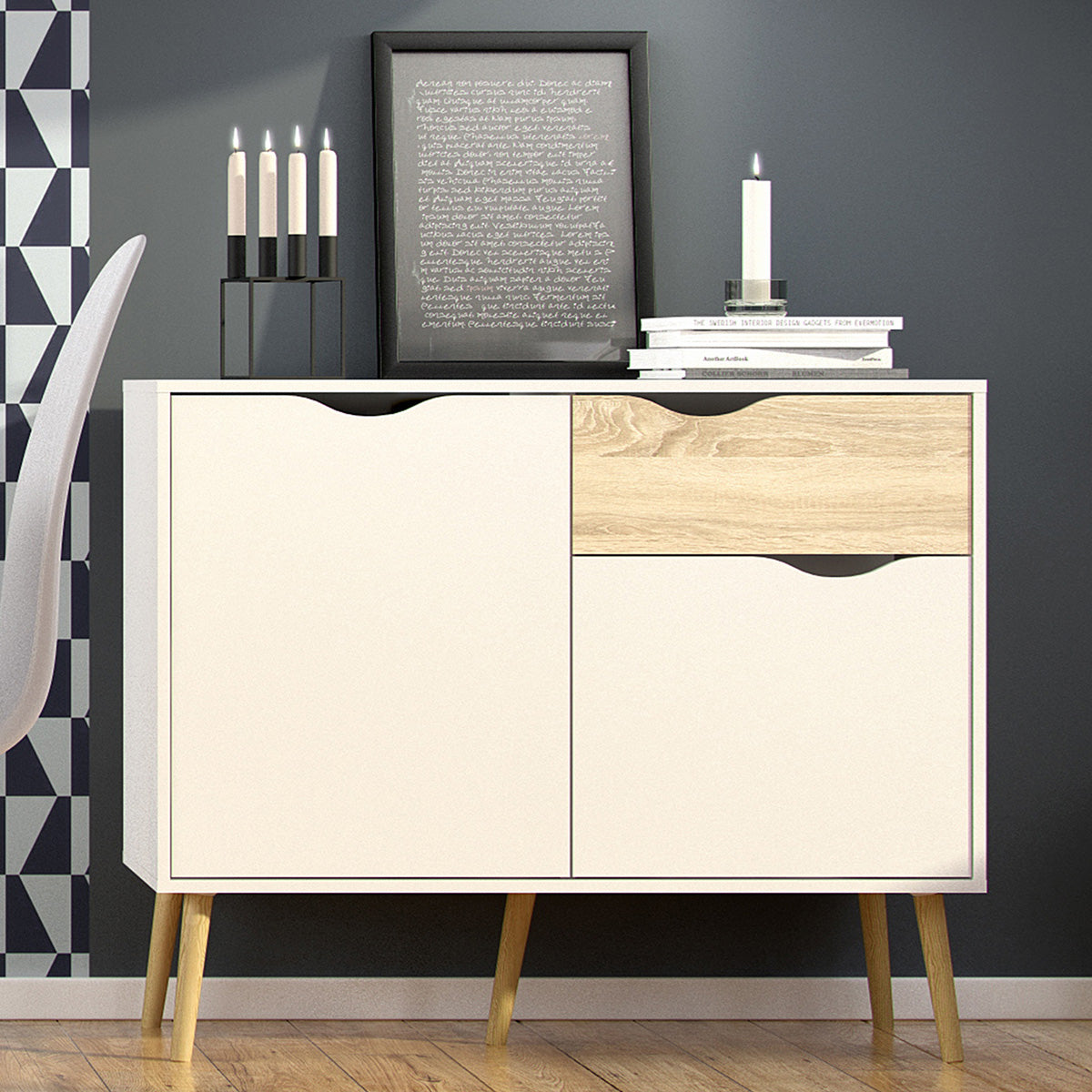 Wooden Sideboard With 2 Doors And 1 Drawer - Oslo