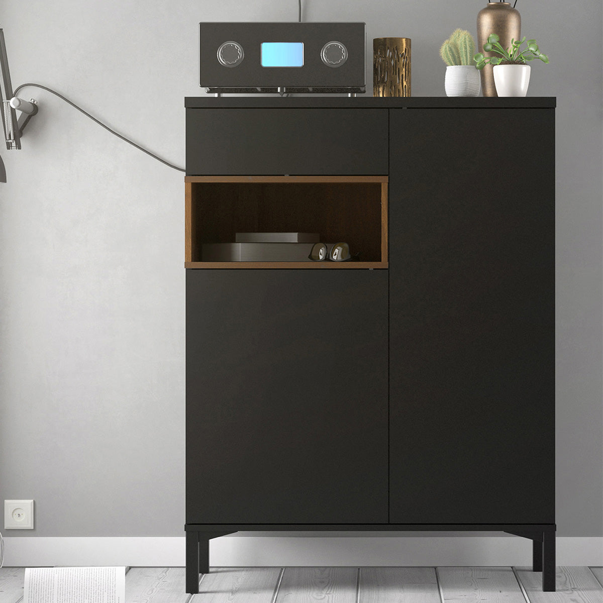 Wooden Sideboard With 2 Doors And 1 Drawer - Roomers