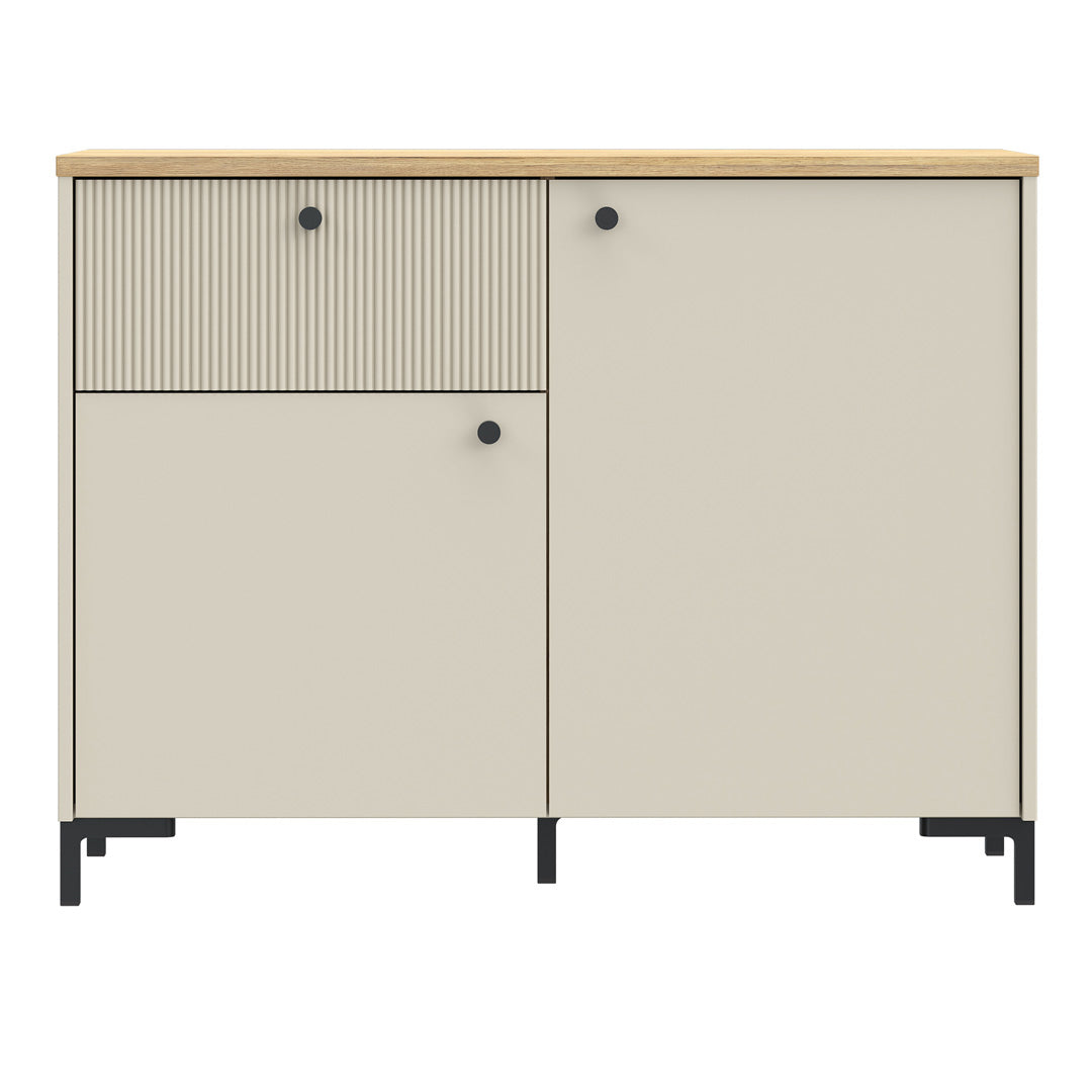 Wooden Sideboard With 2 Doors And 1 Fluted Detailed Drawer - Bixbite