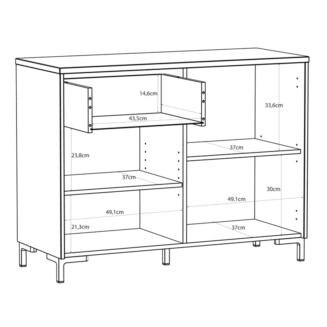 Wooden Sideboard With 2 Doors And 1 Fluted Detailed Drawer - Bixbite
