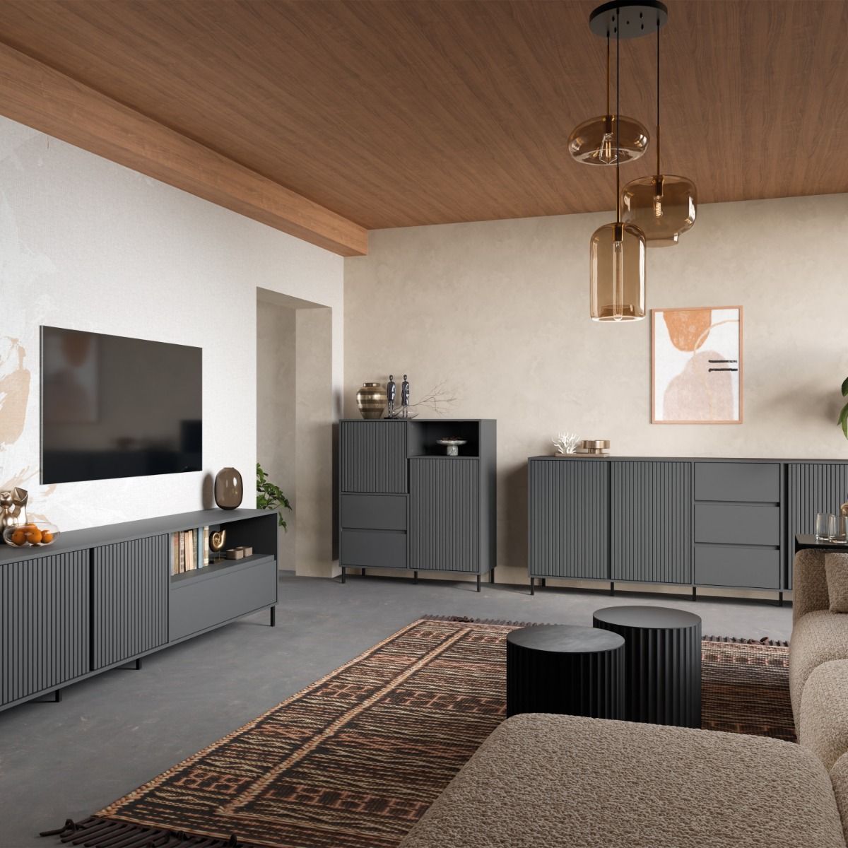 Wooden Sideboard With 2 Doors And 2 Drawers - Avenale