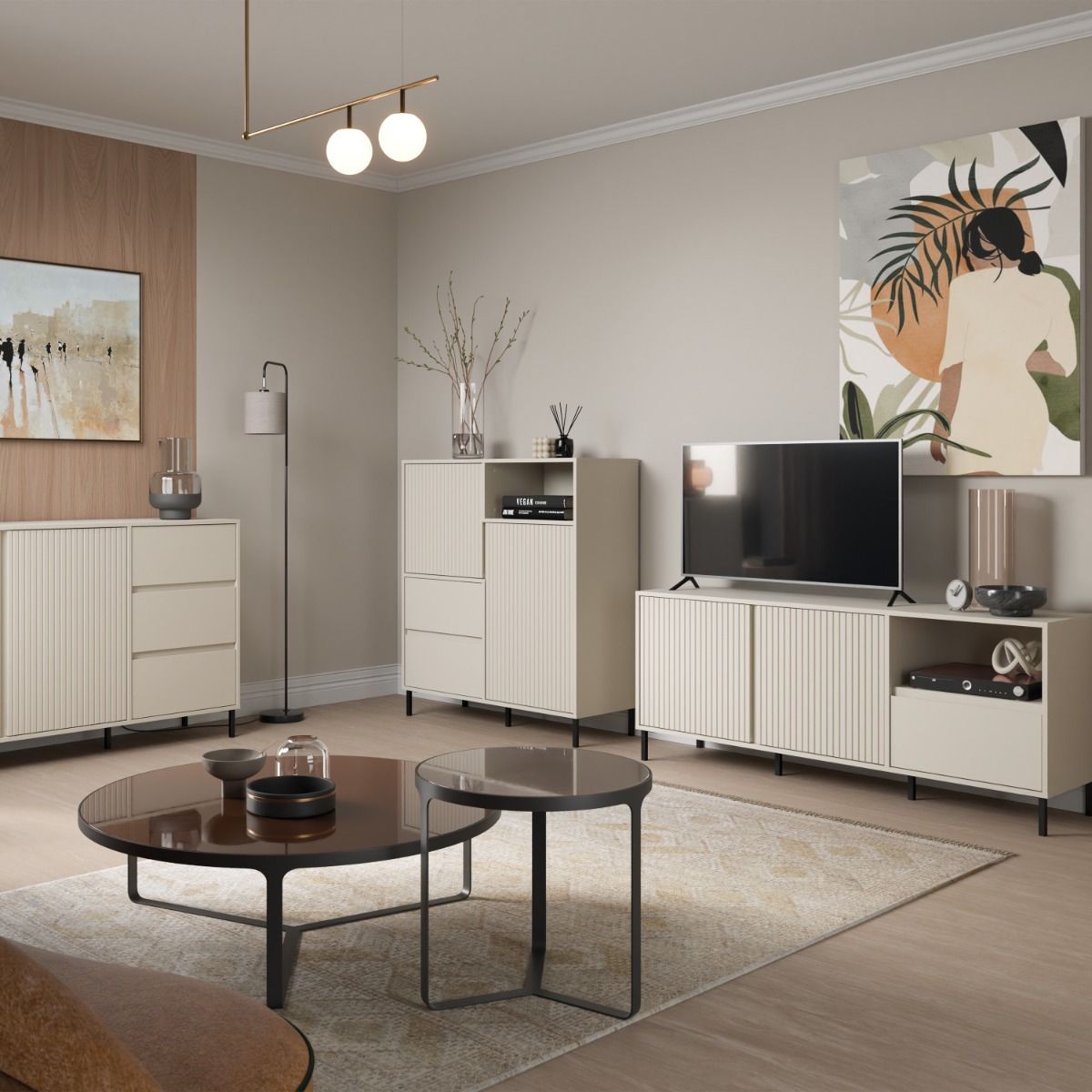 Wooden Sideboard With 2 Doors And 2 Drawers - Avenale