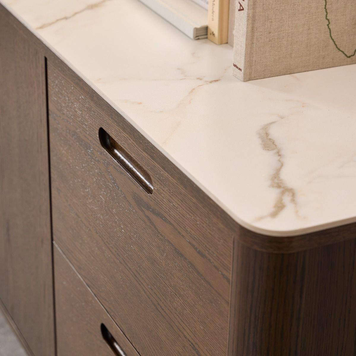 Wooden Sideboard With 2 Doors 2 Drawers And Ceramic Top - Southampton