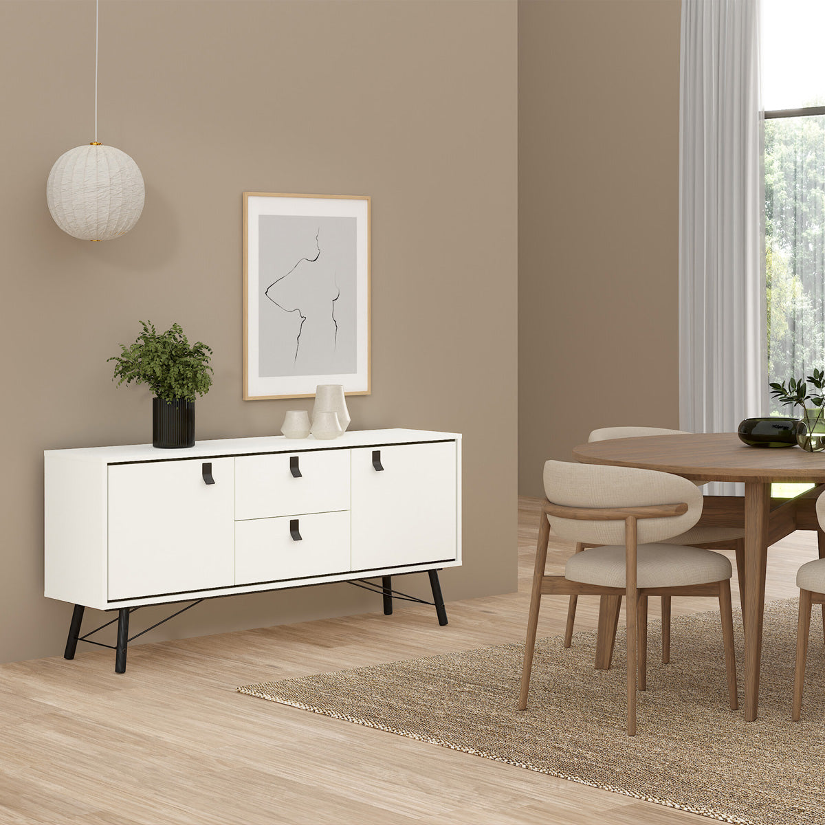 Wooden Sideboard With 2 Doors And 2 Drawers - Ry