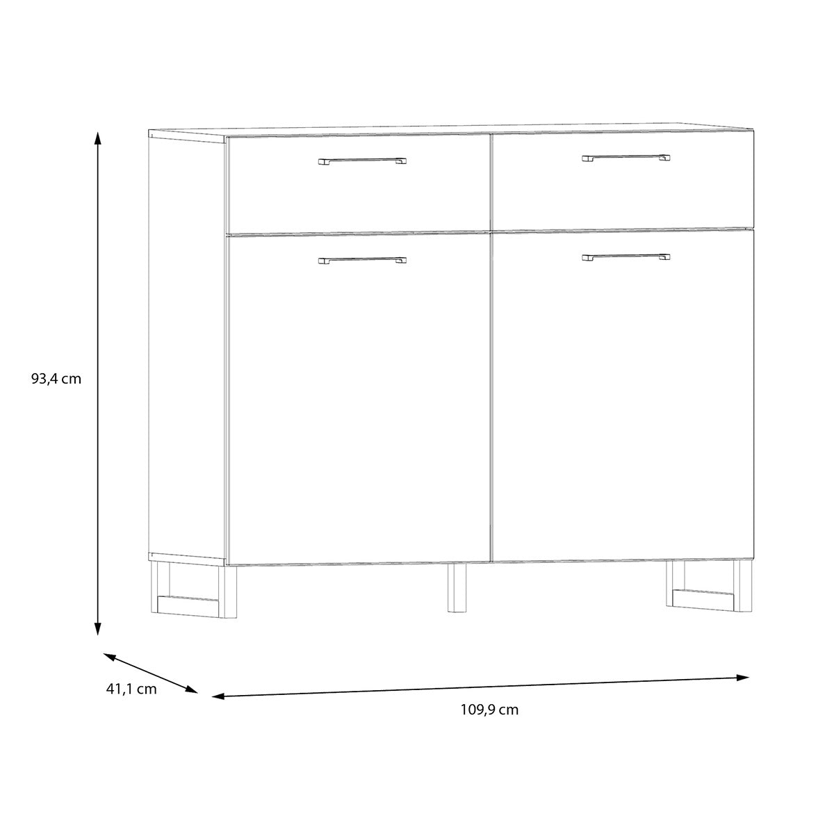 Wooden Sideboard With 2 Doors And 2 Drawers - Sali