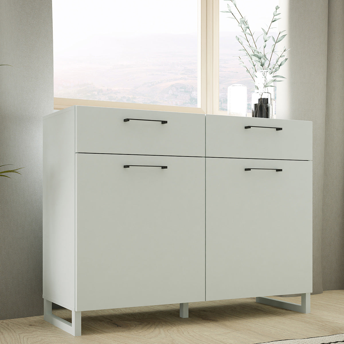 Wooden Sideboard With 2 Doors And 2 Drawers - Sali