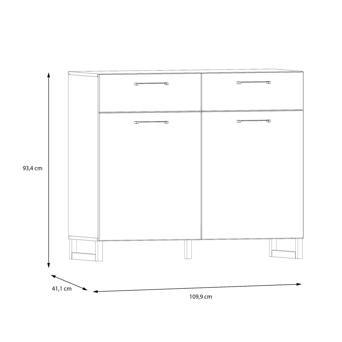Wooden Sideboard With 2 Doors And 2 Drawers - Sali