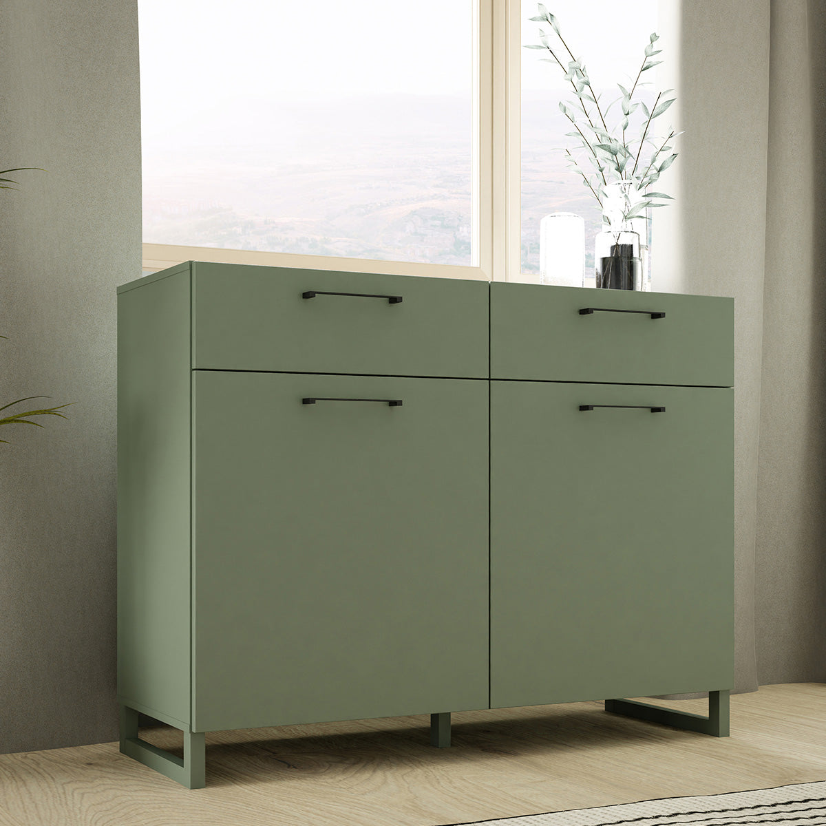 Wooden Sideboard With 2 Doors And 2 Drawers - Sali